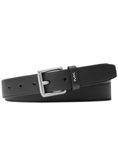 Michael Kors Men's Fast Faux-Leather Mk Plaque-Buckle Belt - Black