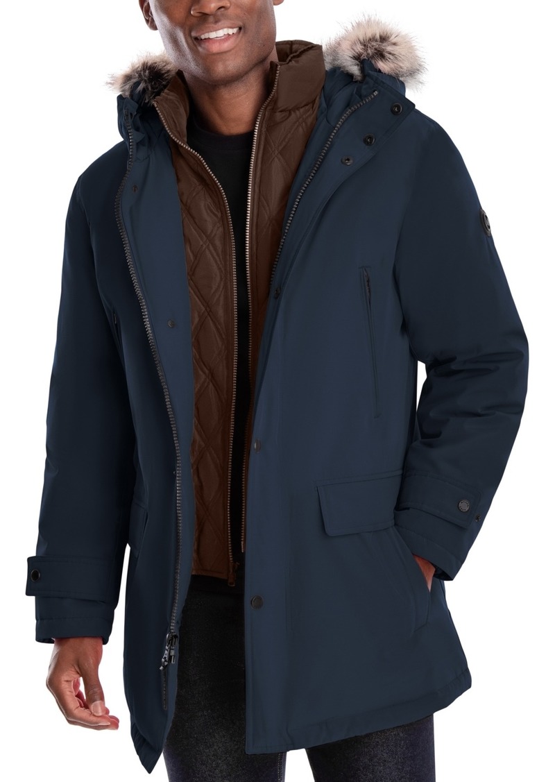 Michael Kors Men's Hooded Bib Snorkel Parka, Created for Macy's - Navy