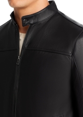 Michael Kors Men's Leather Racer Jacket, Created for Macy's - Chocolate