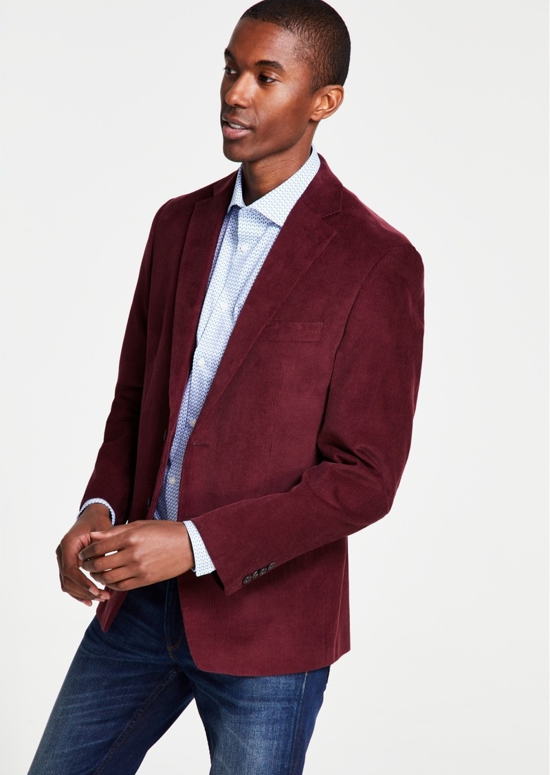 Michael Kors Men's Modern-Fit Stretch Corduroy Solid Sport Coat - Burgundy