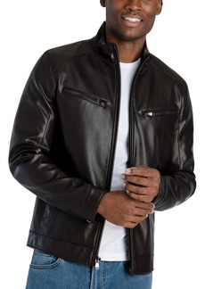 Michael Kors Men's Perforated Faux Leather Hipster Jacket, Created for Macy's - Espresso