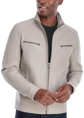 Michael Kors Men's Perforated Faux Leather Moto Jacket, Created for Macy's - Bone