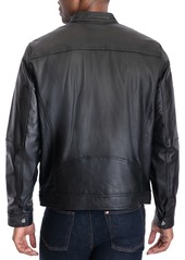 Michael Kors Men's Perforated Leather Moto Jacket, Created for Macy's - Black