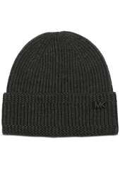 Michael Kors Men's Racked Ribbed Cuffed Logo Hat - Charcoal