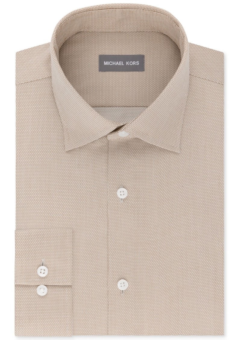 Michael Kors Men's Regular Fit Airsoft Non-Iron Performance Dress Shirt - Almond