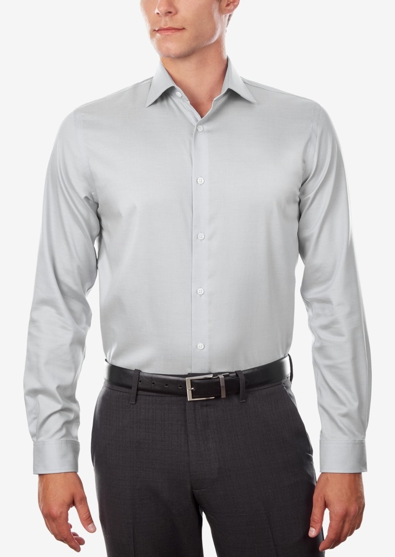 Michael Kors Men's Regular Fit Airsoft Non-Iron Performance Dress Shirt - Grey Frost
