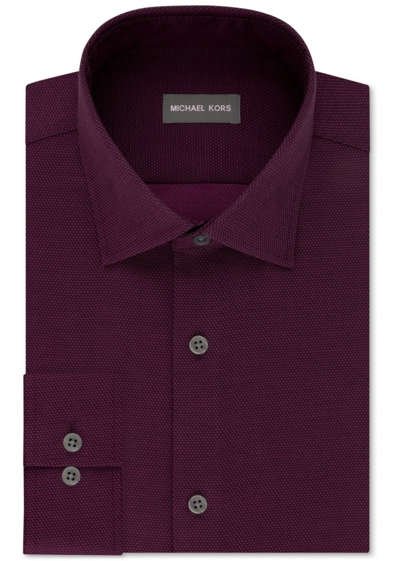 Michael Kors Men's Regular Fit Airsoft Non-Iron Performance Dress Shirt - Wine