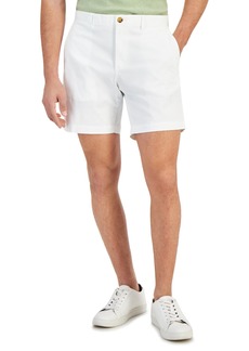"Michael Kors Men's Slim-Fit Stretch Herringbone Twill 7"" Shorts - White"