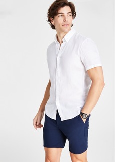 Michael Kors Men's Slim-Fit Yarn-Dyed Linen Shirt - White