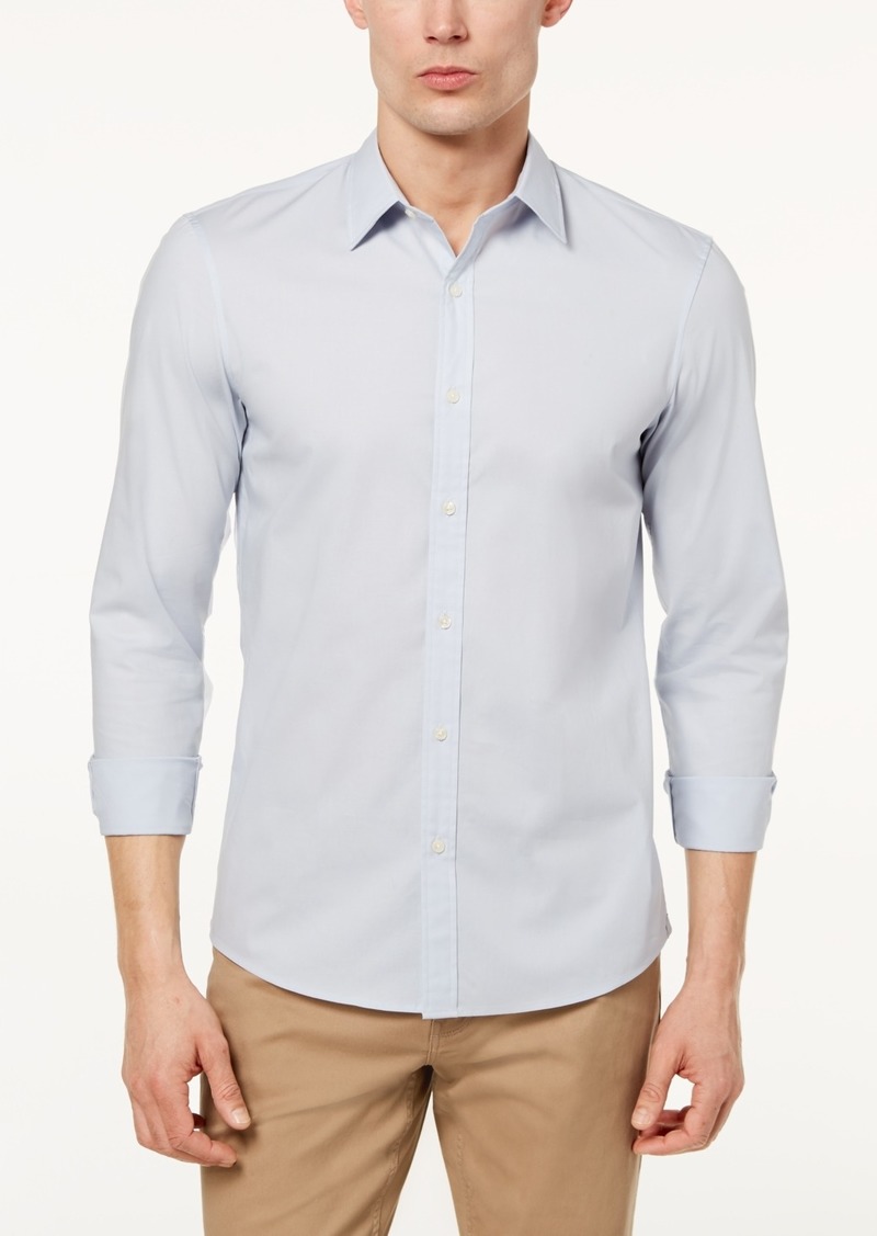 Michael Kors Men's Stretch Button-Front Shirt - Ice Grey