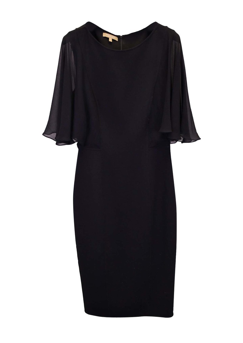 Michael Kors Mid Flounce Sleeve Midi Dress in Black Virgin Wool