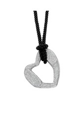 Michael Kors Platinum-Plated Brass Pave Heart Curb Corded Necklace - Silver