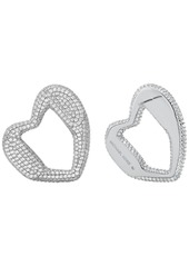 Michael Kors Platinum-Plated Brass Pave Heart Curb Stud Earrings - Silver