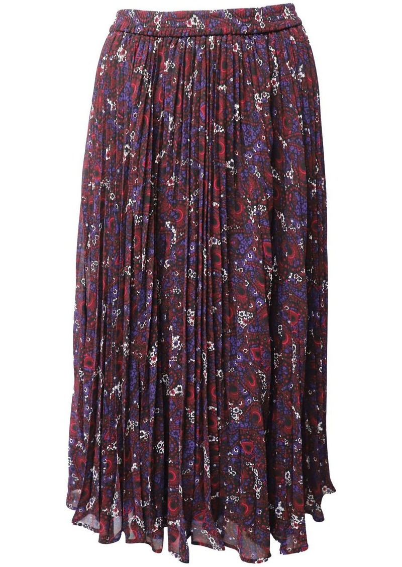 Michael Kors Pleated Floral-Print Maxi Skirt in Multicolor Polyester