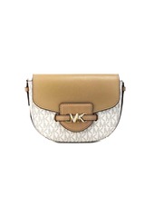 Michael Kors Reed Small Camel Signature PVC Flap Saddle Crossbody Women's Bag