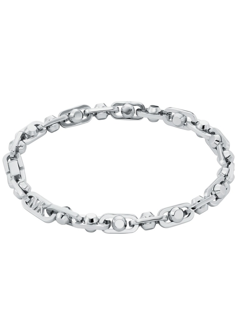 Michael Kors Rhodium-Plated Brass Astor Link Unisex Chain Bracelet - Silver