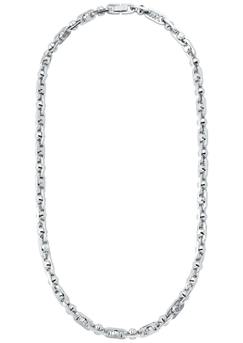 Michael Kors Rhodium-Plated Brass Astor Link Unisex Chain Necklace - Silver