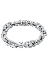 Michael Kors Rhodium-Plated Brass Pave Astor Link Chain Bracelet - Silver