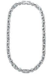 Michael Kors Rhodium-Plated Brass Pave Astor Link Chain Necklace - Silver