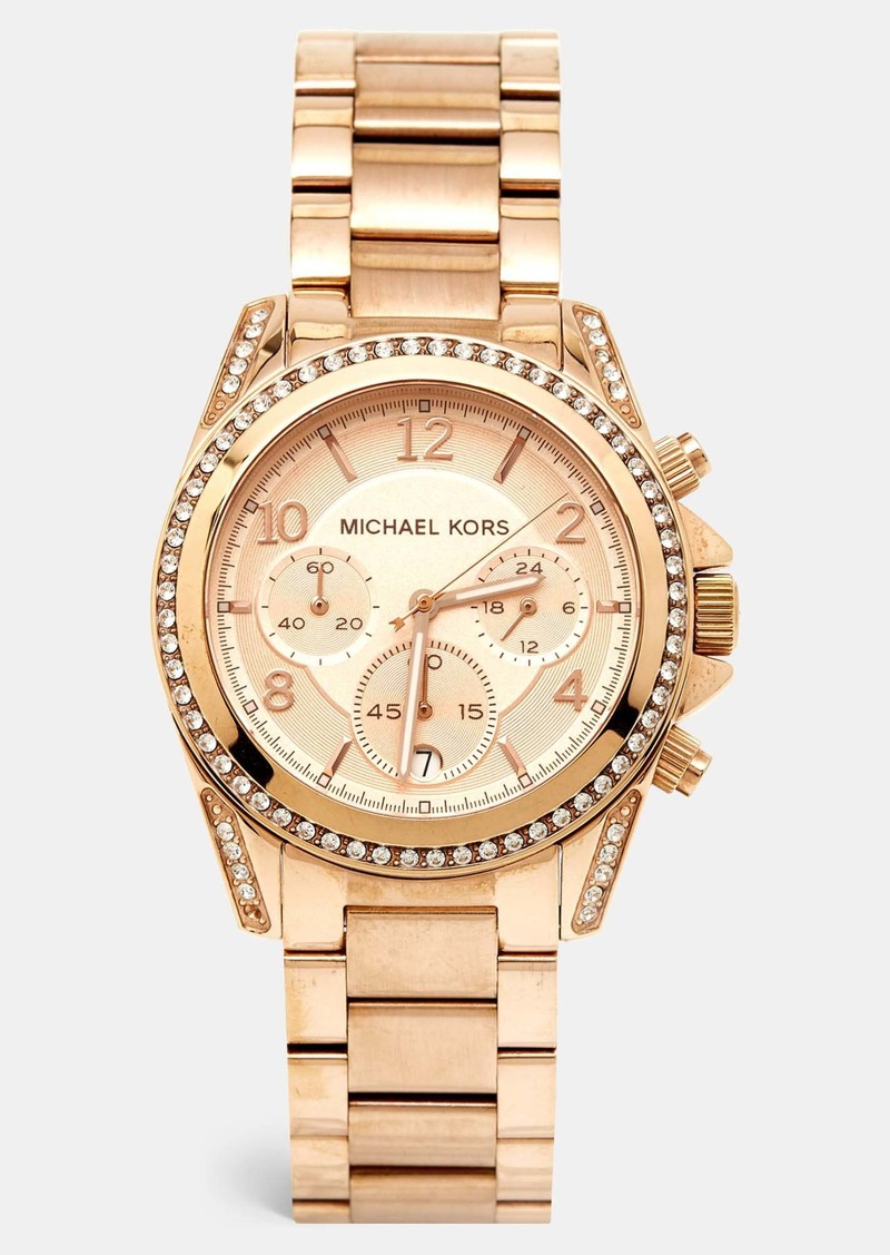 Michael Kors Rose Gold Tone Stainless Steel Blair Chronograph Mk5263 Women's Wristwatch 39 Mm