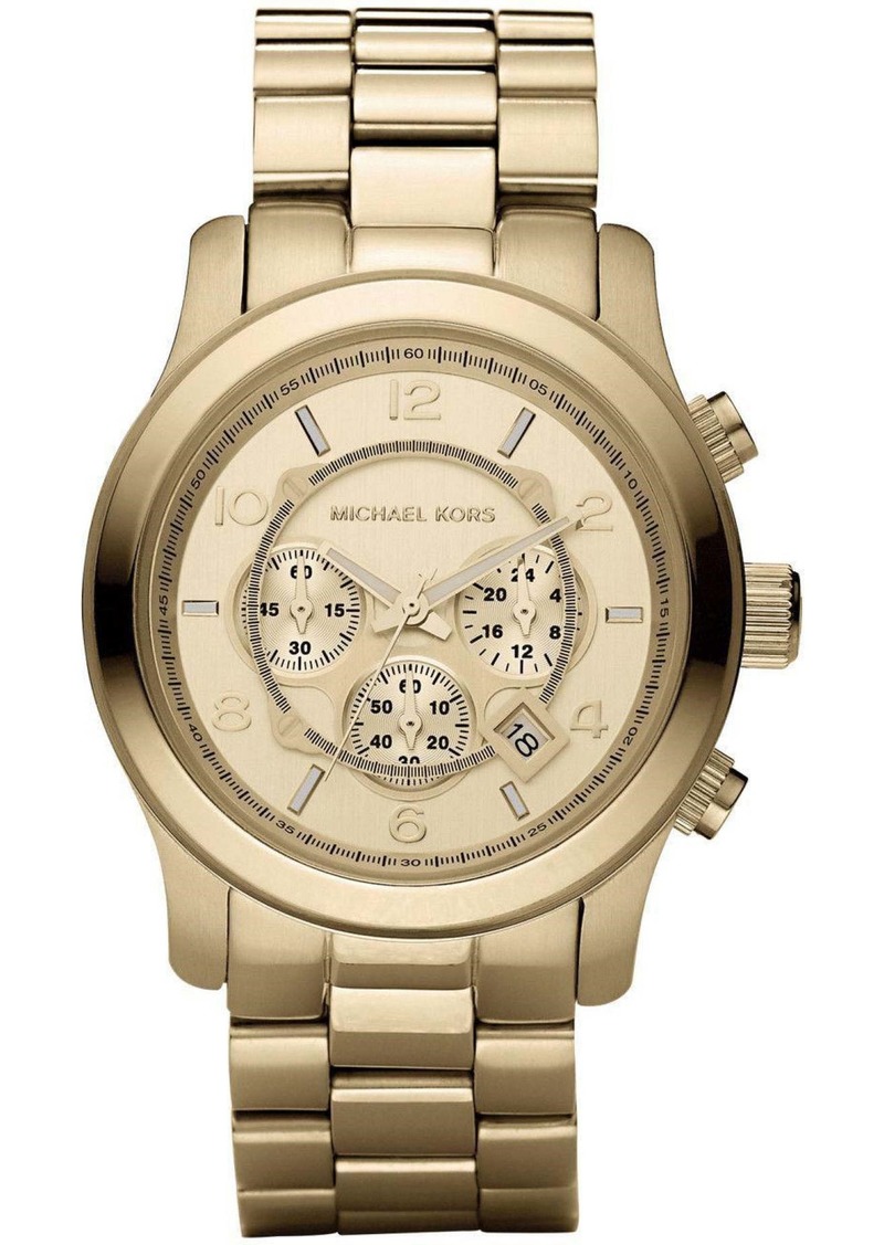 Michael Kors Runway MK8077 Mens Gold-Tone Chronograph 45mm Watch