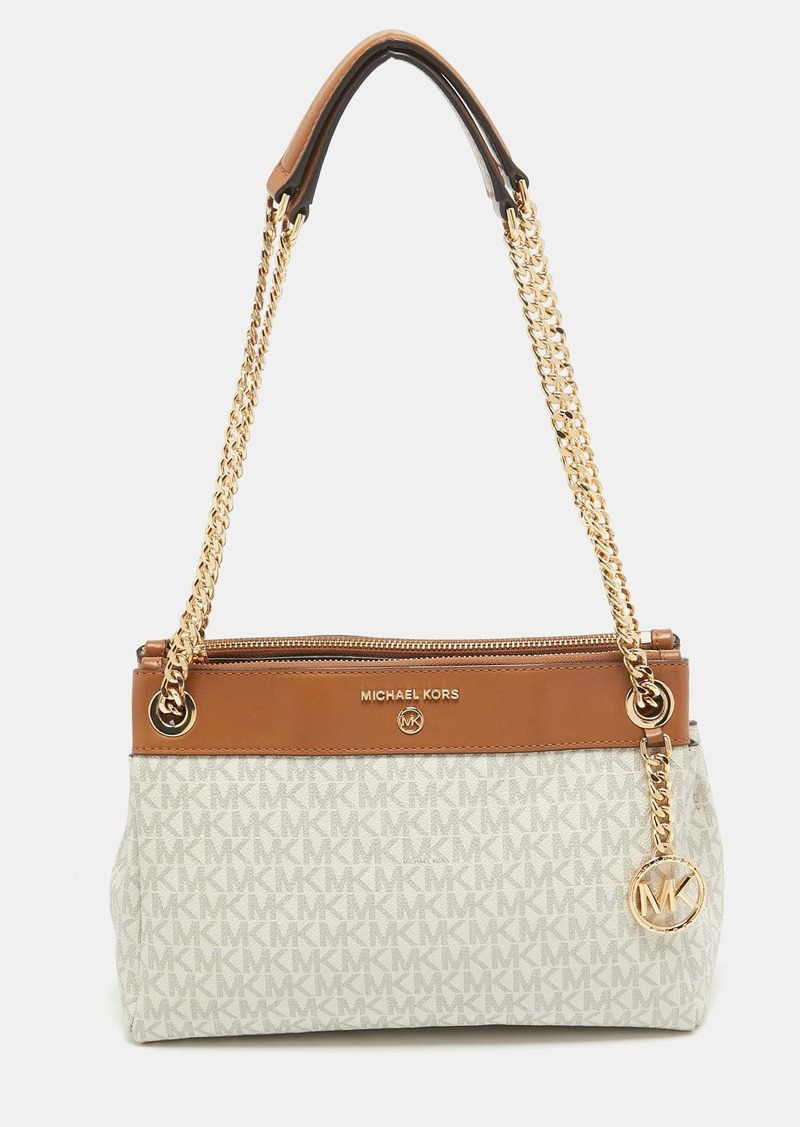 Michael Kors Signature Coated Canvas And Leather Small Susan Tote
