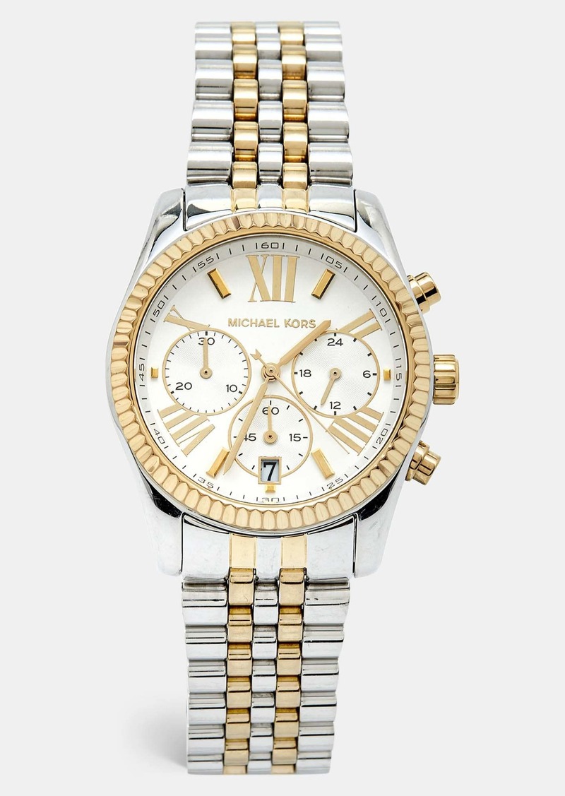 Michael Kors Silver Two Tone Stainless Steel Lexington Mk5955 Women's Wristwatch 38 Mm