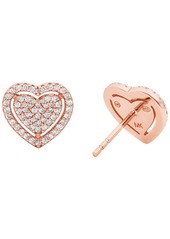 Michael Kors Sterling Silver Pave Heart Stud Earrings - Rose Gold