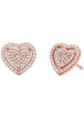 Michael Kors Sterling Silver Pave Heart Stud Earrings - Rose Gold