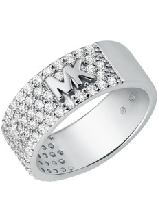 Michael Kors Women's Pave Band Ring with Clear Stones - Silver Tone