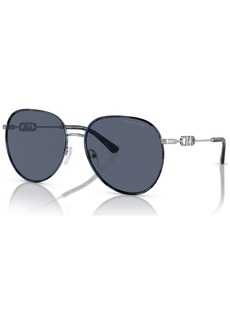Michael Kors Women's Polarized Sunglasses, Empire Aviator - Silver-Tone, Blue Tortoise