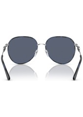 Michael Kors Women's Polarized Sunglasses, Empire Aviator - Silver-Tone, Blue Tortoise