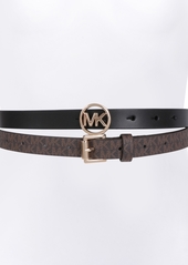 Michael Michael Kors 2-Pk. Smooth Leather & Logo-Print Belts - BLACK