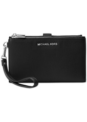 Michael Michael Kors Adele Double-Zip Pebble Leather Phone Wristlet - Black/Gold