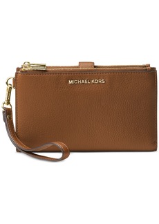 Michael Michael Kors Adele Double-Zip Pebble Leather Phone Wristlet - Luggage