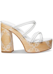 Michael Michael Kors Corrine Slip On Strappy Espadrille Platform Sandals - Natural/ Optic White