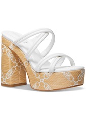 Michael Michael Kors Corrine Slip On Strappy Espadrille Platform Sandals - Natural/ Optic White