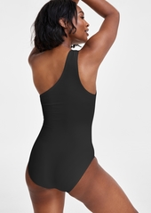 Michael Michael Kors Embellished One-Shoulder Underwire One-Piece Swimsuit - Black