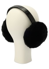 Michael Michael Kors Logo Charm Croc-Embossed Fuzzy Ear Warmers - Black