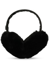 Michael Michael Kors Logo Charm Croc-Embossed Fuzzy Ear Warmers - Black