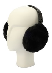 Michael Michael Kors Logo Charm Croc-Embossed Fuzzy Ear Warmers - Black