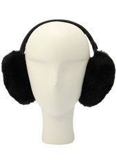 Michael Michael Kors Logo Charm Croc-Embossed Fuzzy Ear Warmers - Black