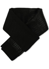 Michael Michael Kors Logo Charm Ribbed Trim Croc-Embossed Scarf - Black