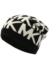 Michael Michael Kors Major Mk Repeating Logo Knit Beanie - Black