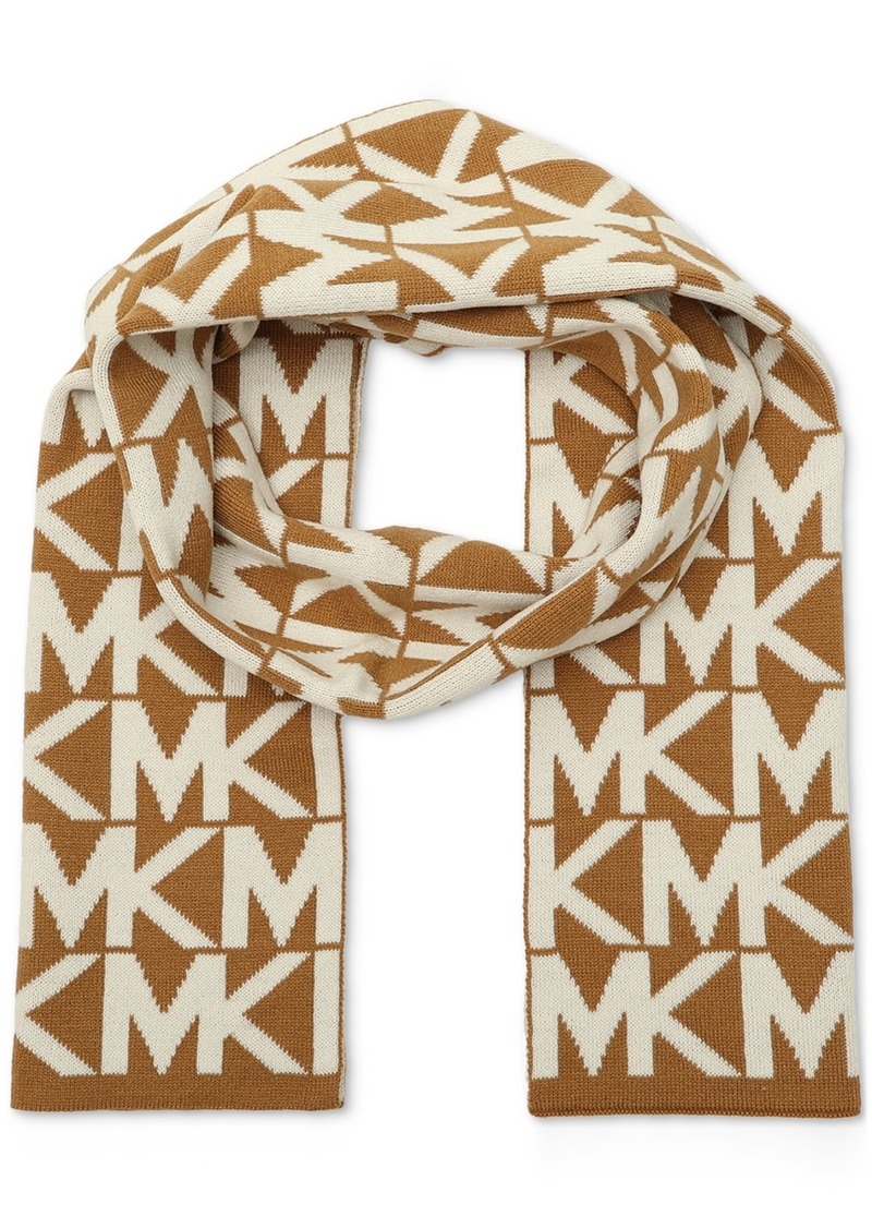 Michael Michael Kors Major Mk Repeating Logo Knit Scarf - Dark Camel