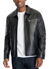 Michael Michael Kors Men's James Dean Leather Jacket, Created for Macy's - Black