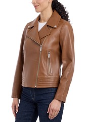 Michael Michael Kors Women's Asymmetric Leather Moto Coat - Luggage