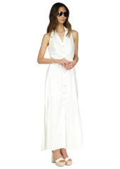 Michael Michael Kors Petite Belted Button-Down Linen Maxi Dress - White