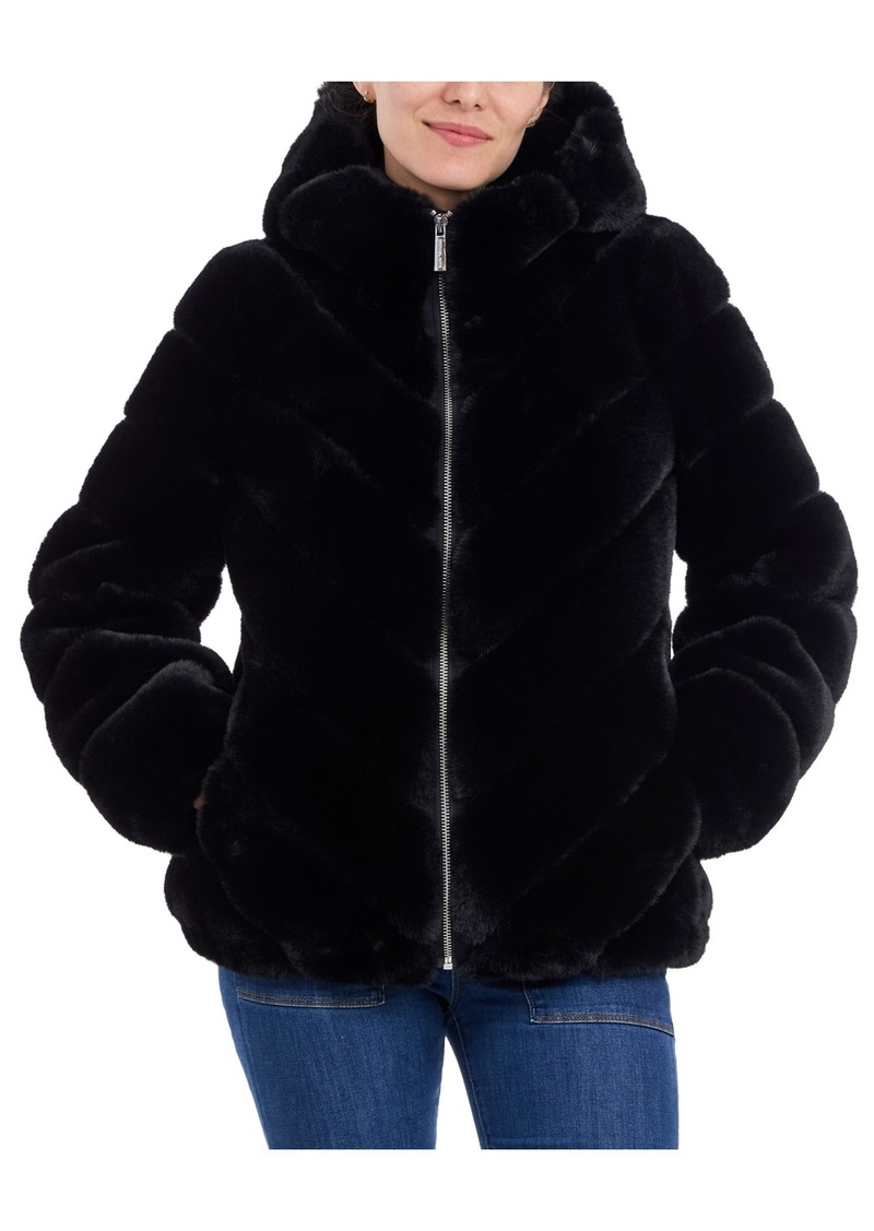 Michael Michael Kors Women's Hooded Faux-Fur Coat - Black