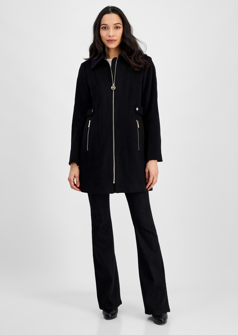 Michael Michael Kors Petite Zip-Front Coat, Created for Macy's - Black